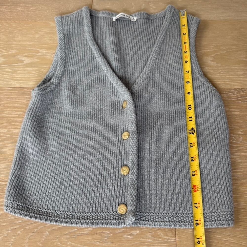 Abercrombie & Fitch Mara Grey Ribbed Knit Sweater Vest Old Money Sz S - Picture 3 of 6
